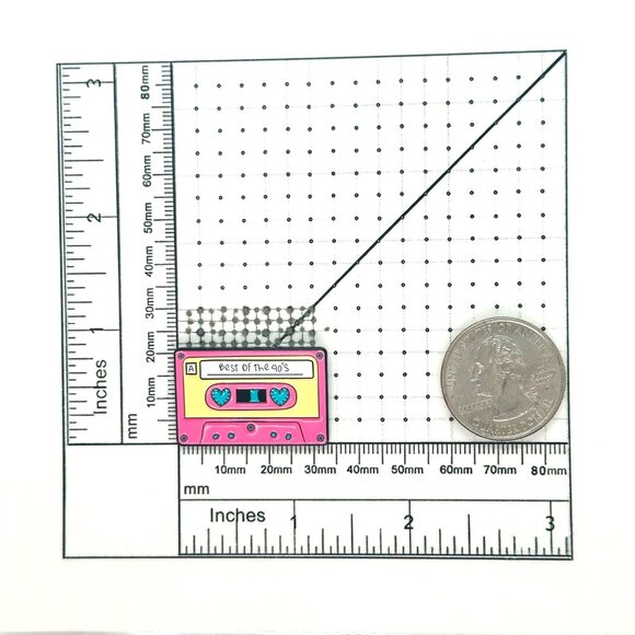 ⭐Pin Badge Cassette Tape Best of the 90s Retro Enamel Pin Broch Pink nostalgic⭐ - Picture 5 of 5